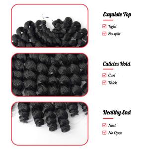 Extensions de cheveux en crochet bouclés, cheveux pour tresses afro, fibres synthétiques, couleur unie <span class=keywords><strong>et</strong></span> ombrée, 8 pouces, <span class=keywords><strong>noir</strong></span>, brun, <span class=keywords><strong>blond</strong></span> - Product Image 3