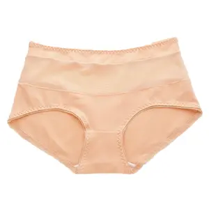 New Sexy Women's High Waist Thongs All Cotton and Nylon Woven Briefs Cute Hollow Design with Translucent Lace Plus Size 8816