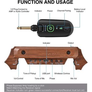 Pastilla Inalámbrica Recargable para Guitarra Acústica con Micrófono Magnético Integrado en la Boca y Control de Volumen - Accesorio para Instrumento Musical - Product Image 4