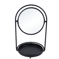 Miroir de table décoratif pour chambre à coucher avec panier à fleurs, cadre en métal, moderne, petit, unique, fonction de rangement, miroir de maquillage pour salon