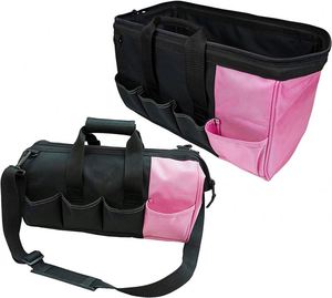 BSCI Factory Pink Women Tool Bag With Shoulder Strap <b>Open</b> Top Wide Mouth <b>Storage</b> Tradesman Tool Organizer Bag (16 Inch, Pink) - Product Image 2