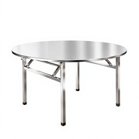 Plan de travail rond pliable en acier inoxydable OEM ODM, antirouille, haute capacité de charge, finition polie pour projets hôteliers et de restauration