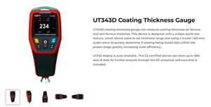 UNI-T UT343A/UT343D/UT343E เครื่องวัดความหนาสีรถยนต์แบบดิจิตอล 2000 เครื่องวัดความหนาเคลือบสีพร้อมไฟฉาย - Product Image 5