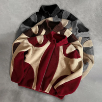 Veste bomber d'hiver décontractée à col montant en laine/polyester unie sur mesure pour homme avec fermeture éclair, veste en polaire sherpa pour homme