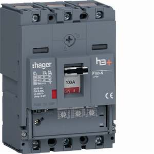 HNS100GC ปรับแต่งได้ตามความต้องการด้วยเบรกเกอร์แบบหล่อขึ้นรูป Hagers รุ่น h3+ P160 LSnI 3P 40kA 100A - Product Image 1