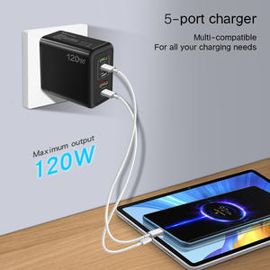 Cargador de pared de 120W 3USB + 2C de cinco puertos para teléfonos Android Apple UE Reino Unido EE. UU. Adaptador de cargadores de teléfono multipuerto Cabezal de carga rápida - Product Image 4
