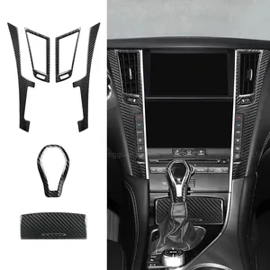 Shasha Gear Shift Cup de fibra de carbono, Panel de manija de puerta de salida de aire, accesorios interiores para Infiniti q50 q60
