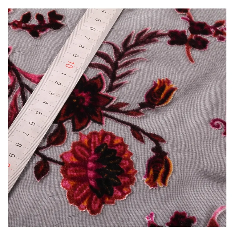 Tessuto personalizzato in velluto burnout tessuto stampa floreale in velluto di seta per abiti da donna e indumenti da notte