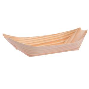 Barche in legno naturale per finger food 14 cm x 8 cm - Product Image 1
