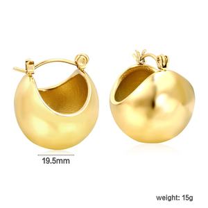 Pendientes de Aro Pequeños de Acero Inoxidable con Cuentas Redondas Huecas, Joyería Chapada en Oro para Mujer, Pendientes de Aro Gruesos Irregulares en Forma de Burbuja y U - Product Image 2