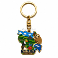Llavero de metal de aleación de zinc personalizado con diseño de Mapa de Costa Rica y Perezoso de Monteverde, Souvenirs de Costa Rica