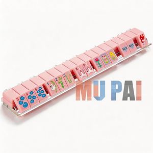 Pink American Mahjong <b>Set</b> 166 Tiles 4 Floral Pushers Racks Beautiful Design with <b>Dice</b> Wind Indicator Elegant Gift for Women - Product Image 3