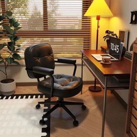Chaise de bureau en cuir pour la maison, style luxe léger Alfie Y, chaise de bureau réglable en hauteur, dossier pivotant, style minimaliste moderne