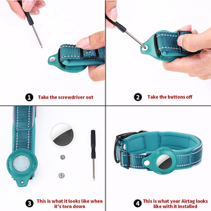 Coleira de nylon para cães e gatos com capa de proteção GPS refletiva, acessório para animais de estimação por atacado - Product Image 6