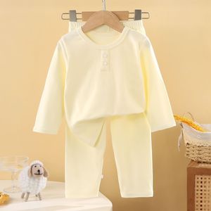 批发畅销儿童男童女童保暖柔软内衣居家服睡衣纯色两件套 - Product Image 2