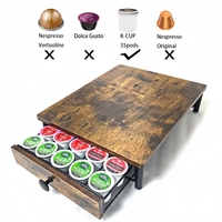 Support en bois pour machine à café avec tiroir - Boîte de rangement pour capsules K-Cup, style industriel rustique pour la cuisine, le bar ou le comptoir