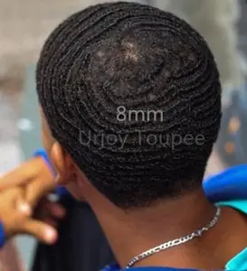 8mm 아프리카 파 흑인 남자를 위한 가득 차있는 레이스 toupees 100 진짜 사람의 모발 체계
