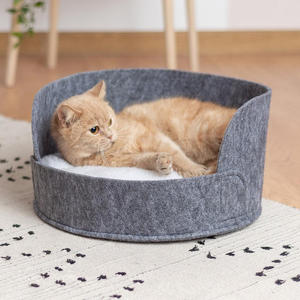 2025 Cama de gato cómoda de fieltro redondo más vendida con cojín lavable - Product Image 3