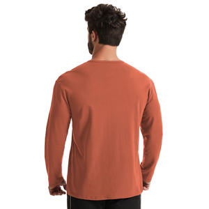 T-shirt de sport à manches longues pour homme, col rond Henley, en polyester/coton, coupe ample, couleur unie, pour entraînement de basketball et course à pied, avec logo personnalisé - Product Image 5