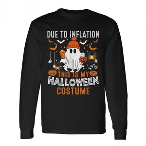 Camiseta de manga larga de Halloween debido a la inflación, este es mi disfraz, diseño divertido de fantasma, talla para adultos - Product Image 1