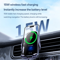 Chargeur de voiture sans fil 15W de haute qualité avec détection automatique 0-8mm, base rotative, support de téléphone flexible et fixation sur grille d'aération