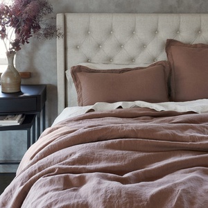 Custom <b>Size</b> Luxury Linen Duvet Bedding Set AB Side Colors Queen <b>King</b> Solid Color Pure Linen Pillowcase Custom Colors - Product Image 3