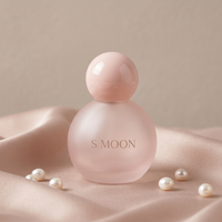 Flacon de parfum en verre rond de 50 ml avec pompe, design rose et bleu, flacon de parfum personnalisé avec bouchon rond