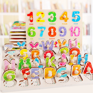 Vendita calda per bambini educativi in legno puzzle colorati a mano alfabeto giochi di corrispondenza per bambini con forma digitale giocattoli - Product Image 3