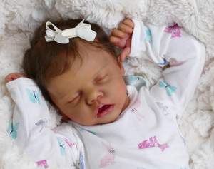 <span class=keywords><strong>NPK</strong></span> 49CM Bebe Reborn Sleeping TwinA en peau foncée, cils enracinés à la main, poupée d'art de <span class=keywords><strong>collection</strong></span>, cadeau de Noël - Product Image 3