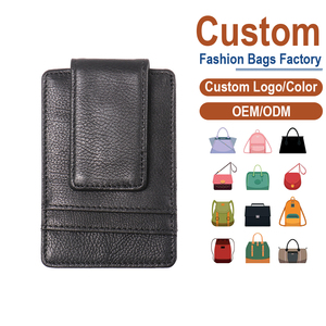 Tarjetero de cuero granulado negro para hombre con diseño de múltiples ranuras |   Fabricación Personalizada OEM/ODM para Marcas Minimalistas y Tecnológicas - Product Image 1