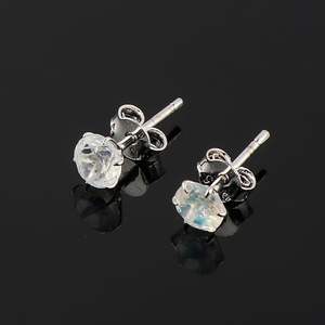 Pendientes Redondos de Piedra Lunar Natural con Engaste de Plata de Ley, Color Arcoíris, para Uso Diario, Joyería Fina - Product Image 3