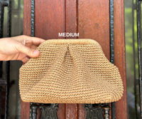 Pochette en raphia brodée avec logo personnalisé, sac à main d'été en paille PP tressée, pochette en raphia tricotée