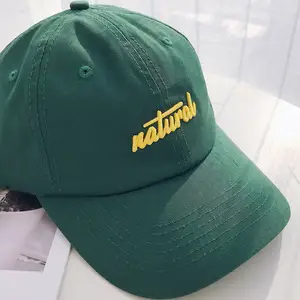 Pamuk beyzbol şapkası yapılandırılmamış baba kapaklar Metal toka ile ucuz özel en kaliteli yeşil özelleştirilmiş beyzbol şapkası 6 panel şapka