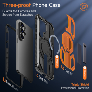 Coque magnétique pour Samsung S26 Ultra avec béquille et cadre avant, compatible S26 Edge S25 Plus S24 FE, protection robuste contre les chutes, coque rigide - Product Image 2