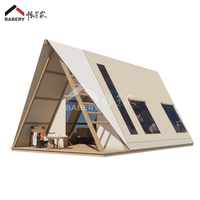 Luxury Glamping Safari All-Season Triangular Timber Tent Solid Wood Construction High Wind Resistance Single Layer
