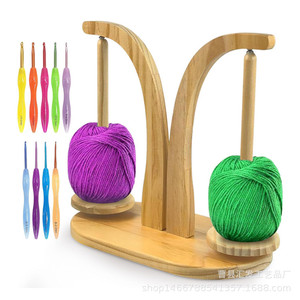 Support à bobines en bois massif à double axe rotatif pour le rangement des fils de tricotage, utilisation sur bureau - Product Image 5