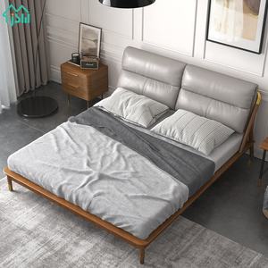 Mobili camera da letto in stile europeo struttura in legno massello letto matrimoniale letto moderno in pelle di lusso King Size - Product Image 3