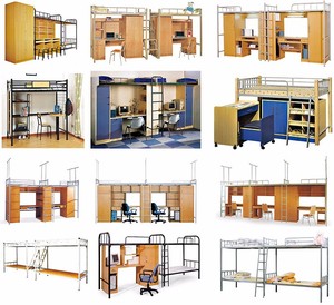 Tiết Kiệm Không Gian Khung Kim Loại Giường Tầng Với Bàn Và Tủ Quần Áo Cho Ký Túc Xá Trường Học Trẻ Em Giường Tầng Đôi - Product Image 4