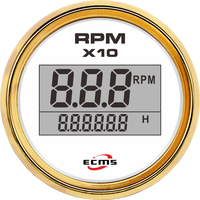 ECMS Étanche 2 "Tachymètre Numérique REV Compteur RPM Jauge avec Compteur d'Heures 9990RPM 9-32V Piston de Rétroéclairage Huit Couleurs