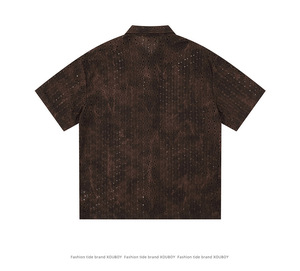 Nuova <span class=keywords><strong>Camicia</strong></span> Retrò <span class=keywords><strong>Traforata</strong></span> a Maniche Corte per Uomo 2026 - Product Image 5