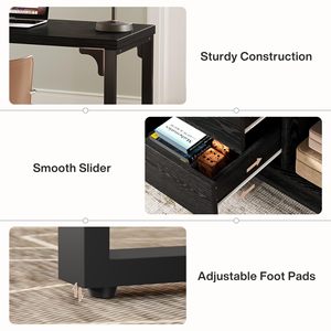 Bureau d'angle en forme de L SENYU avec étagère de rangement, bureau d'écriture en bois noir pour petits espaces - Product Image 4