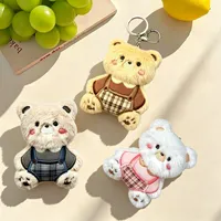 Porte-clés en peluche douce Ourson Mignon, Pendentif de Sac Portable, Accessoire Décoratif de Vêtement, Poupée de Dessin Animé Assortie