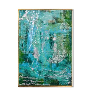 Kunstenaar Handgemaakte Hoge Kwaliteit Abstracte Jade Kleur Olieverfschilderij Op Canvas Modern Smaragdgroen Olieverfschilderij Voor Muurkunst Foto
