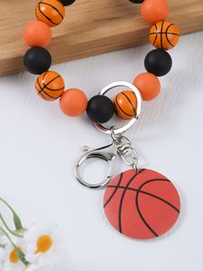 Fashion <b>Silicone</b> <b>Beaded</b> Key Wrist Ornament Basketball Football Volleyball Pendant Sports Style Fashion Keychain - Product Image 4