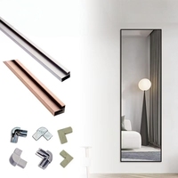 Profilé de miroir pleine longueur en aluminium 6063 moderne, pour miroir sur pied ou mural, idéal pour chambre et dressing