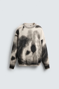 Men's Streetwear Cloud Dye Sweater in Black and White Tie-Dye Effect <strong>Oversized</strong> Crewneck Pullover <strong>Jumper</strong> with Ribbed - Product Image 6