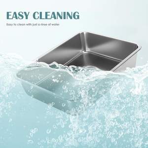 Extra Large Stainless Steel Open <b>Cat</b> Litter <b>Box</b> with High Sides Metal Litter Pan for <b>Cat</b> - Product Image 5