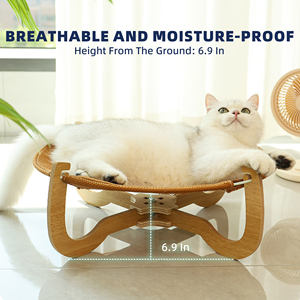 Colchoneta de Ratán para Dormir, Cama Transpirable para Mascotas, Hamaca de Patas Redondas, Verano - Product Image 5