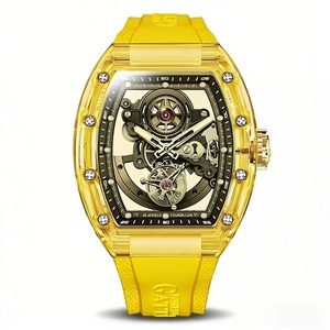 BG7001 Men Tourbillon <b>Watch</b> Automatic Mechanical Wristwatch Acrylic Tonneau Case Rubber Strap <b>Watches</b> for Men - Product Image 1