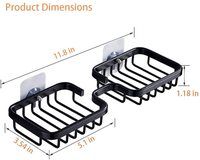 HOMEDEC Porte-savon mural moderne en acier inoxydable avec égouttoir intégré pour douche, support adhésif pour savon de salle de bain, argent